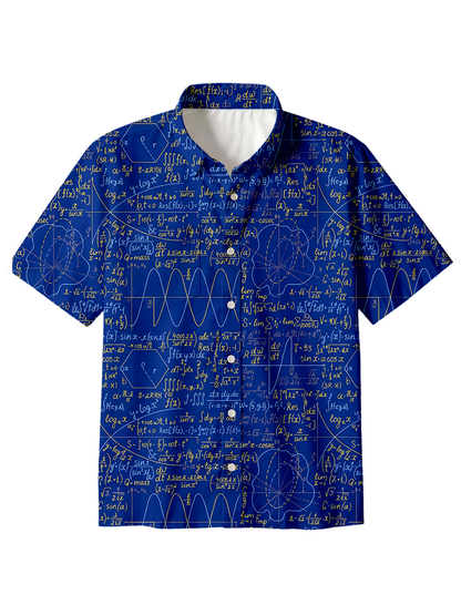 Cardydony Men's Math Function Curve Button Up Pocket Shirt