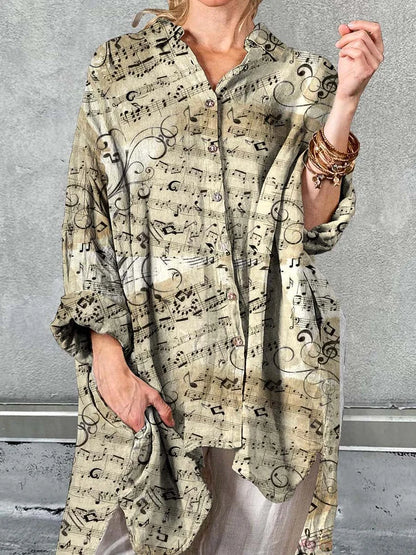 Cardydony Women's Mmusic Note Pattern Printed Shirt