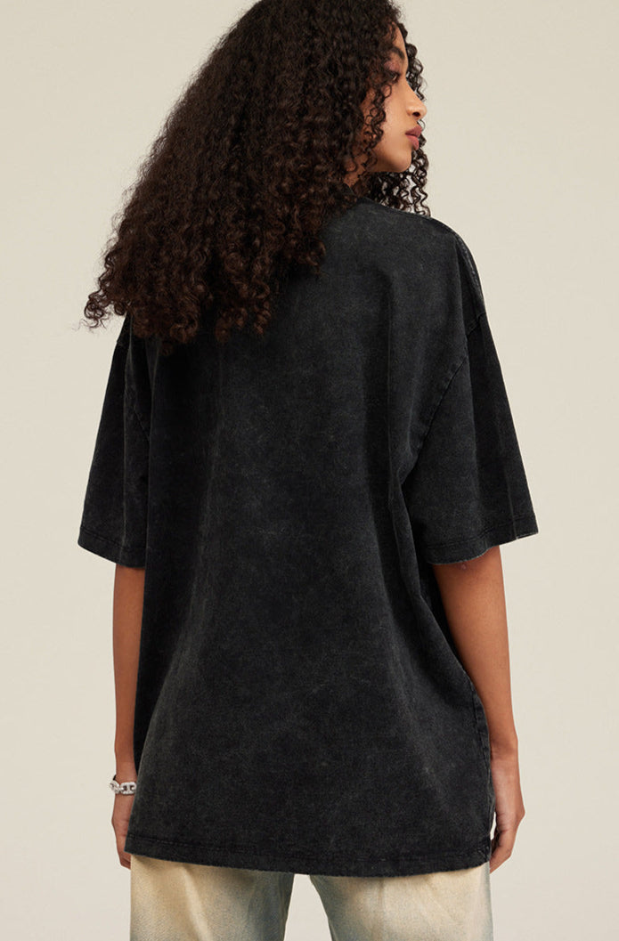 Cardydony Women's Asteroid Star Graphic Tee | Washed Oversized Streetwear T-Shirt for Women