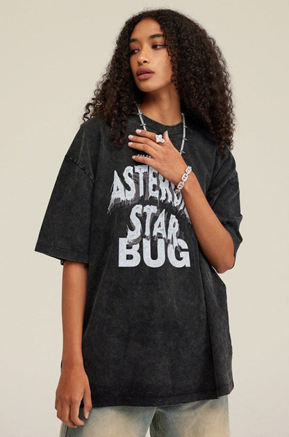 Cardydony Women's Asteroid Star Graphic Tee | Washed Oversized Streetwear T-Shirt for Women