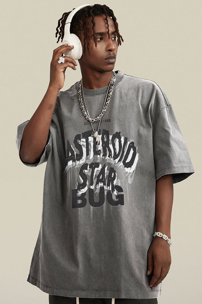 Cardydony Women's Asteroid Star Graphic Tee | Washed Oversized Streetwear T-Shirt for Women