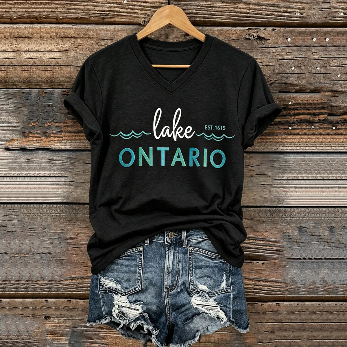 Cardydony 1615 Lake Ontario Printed Women's Short-sleeve T-shirt