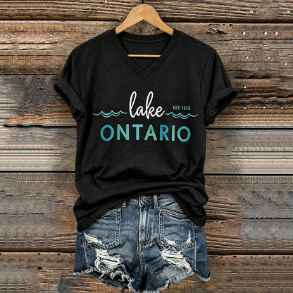 Cardydony 1615 Lake Ontario Printed Women's Short-sleeve T-shirt