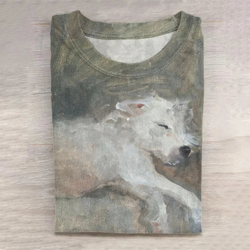 Cardydony Cute Sleepy Pet Dog Print Women'S Short-Sleeved T-Shirt