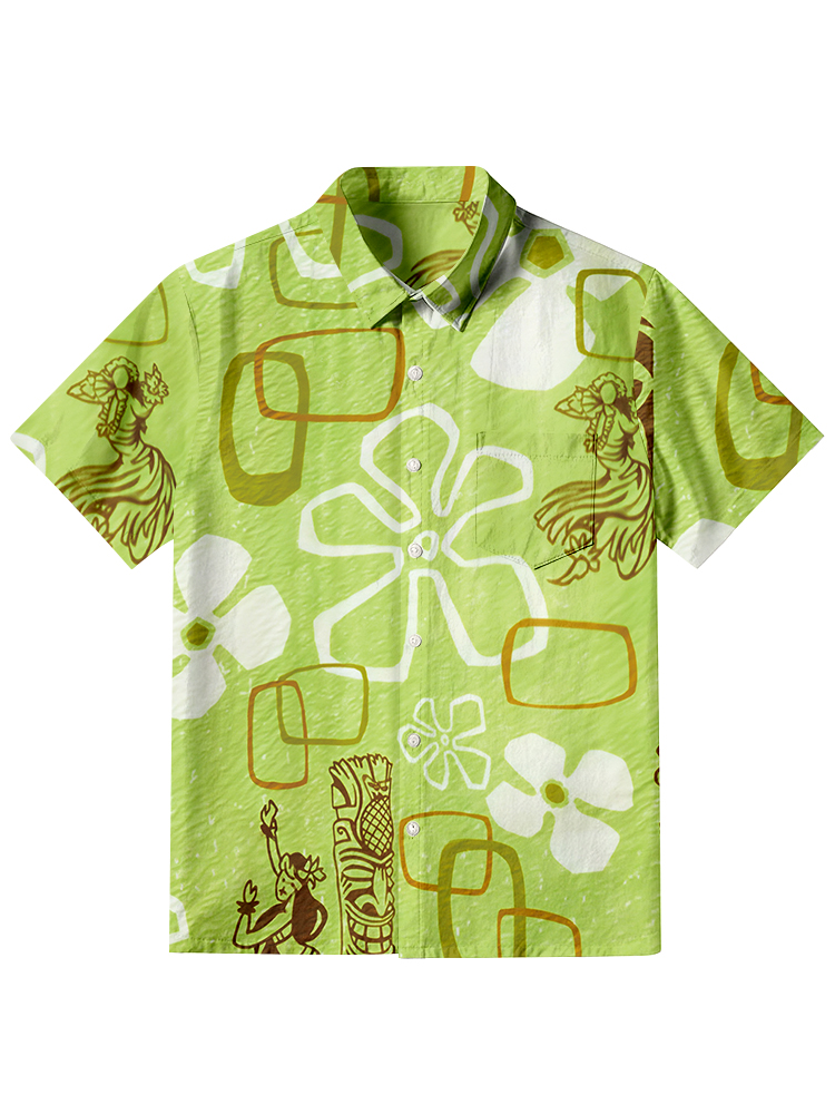 Cardydony Hula Girl Green Button-up Shirt