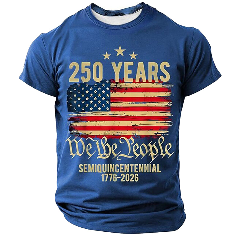 Cardydony Men's Casual Us America 250 Year Anniversary Veterans Day T Shirt