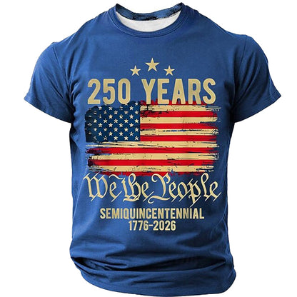 Cardydony Men's Casual Us America 250 Year Anniversary Veterans Day T Shirt