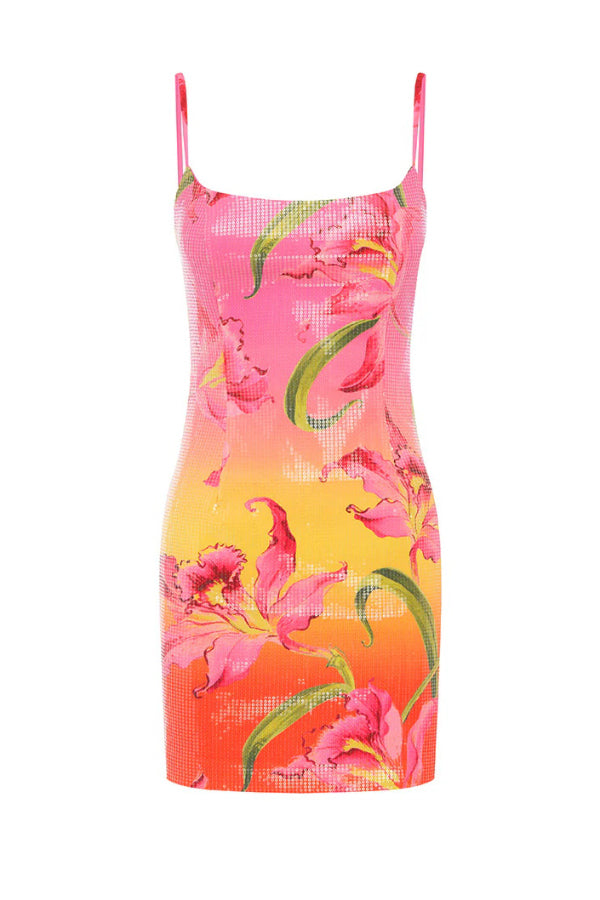 Cardydony Women's Fashionable Sequined Printed Suspender Slim-fit Mini Dress