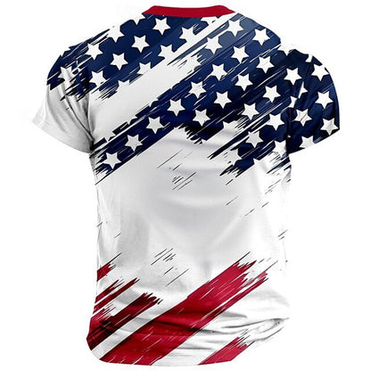 Cardydony Men's America's 250th Anniversary Print Henley T-shirt