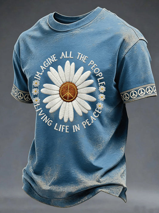 Cardydony Men's Imagine All The People Living Life In Peace Casual T-shirt