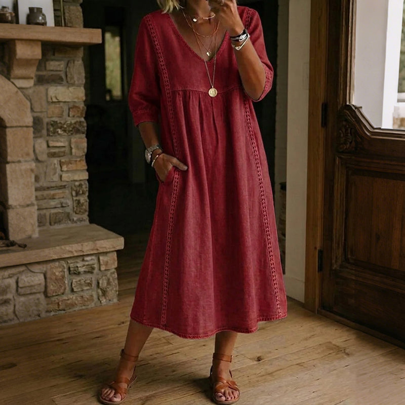 Cardydony Women's Solid Color Linen Blend Maxi Dress