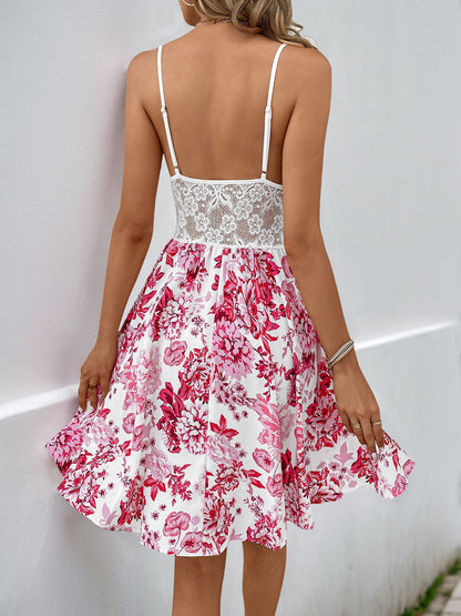 Cardydony Women's White Lace Floral Dress – Sleeveless Cutout Sundress with Flared Hem