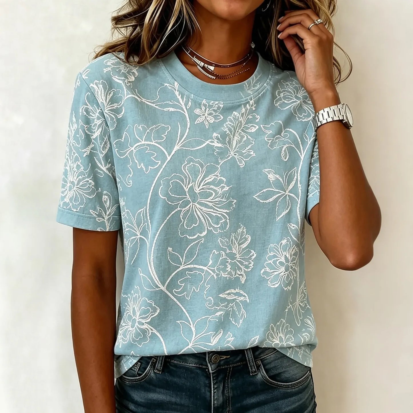 Cardydony Women's Bohemian Floral Patterns Print T-shirt