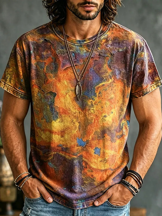 Cardydony Men's Hippie Tie Dye Wash The Old Print T-shirt