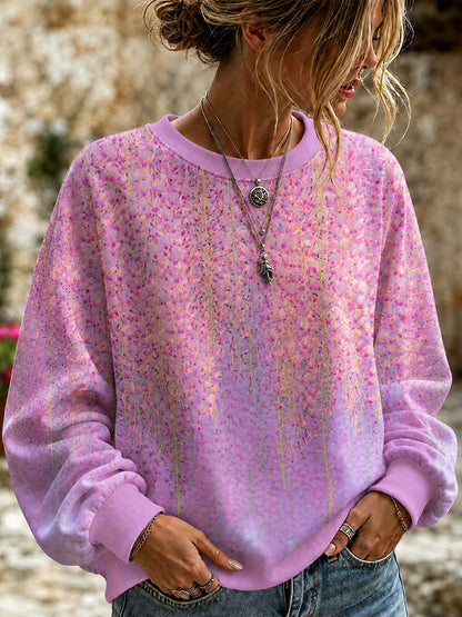 Cardydony Women's Vintage Fresh Vine Art Print Casual Long Sleeve Sweatshirt