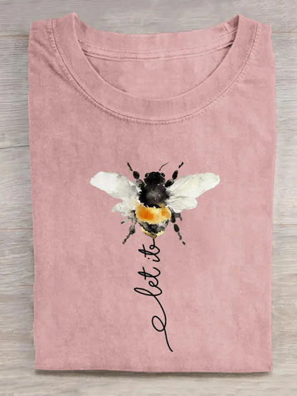 Cardydony Let It Bee Art Print Casual Cotton T-shirt