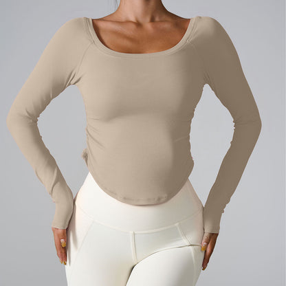 Cardydony Women's Women's Long Sleeve Top – Fitted Nylon Workout T-Shirt