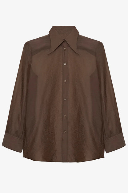 Cardydony Women's Retro Sheer Loose Long-sleeved Casual Shirt