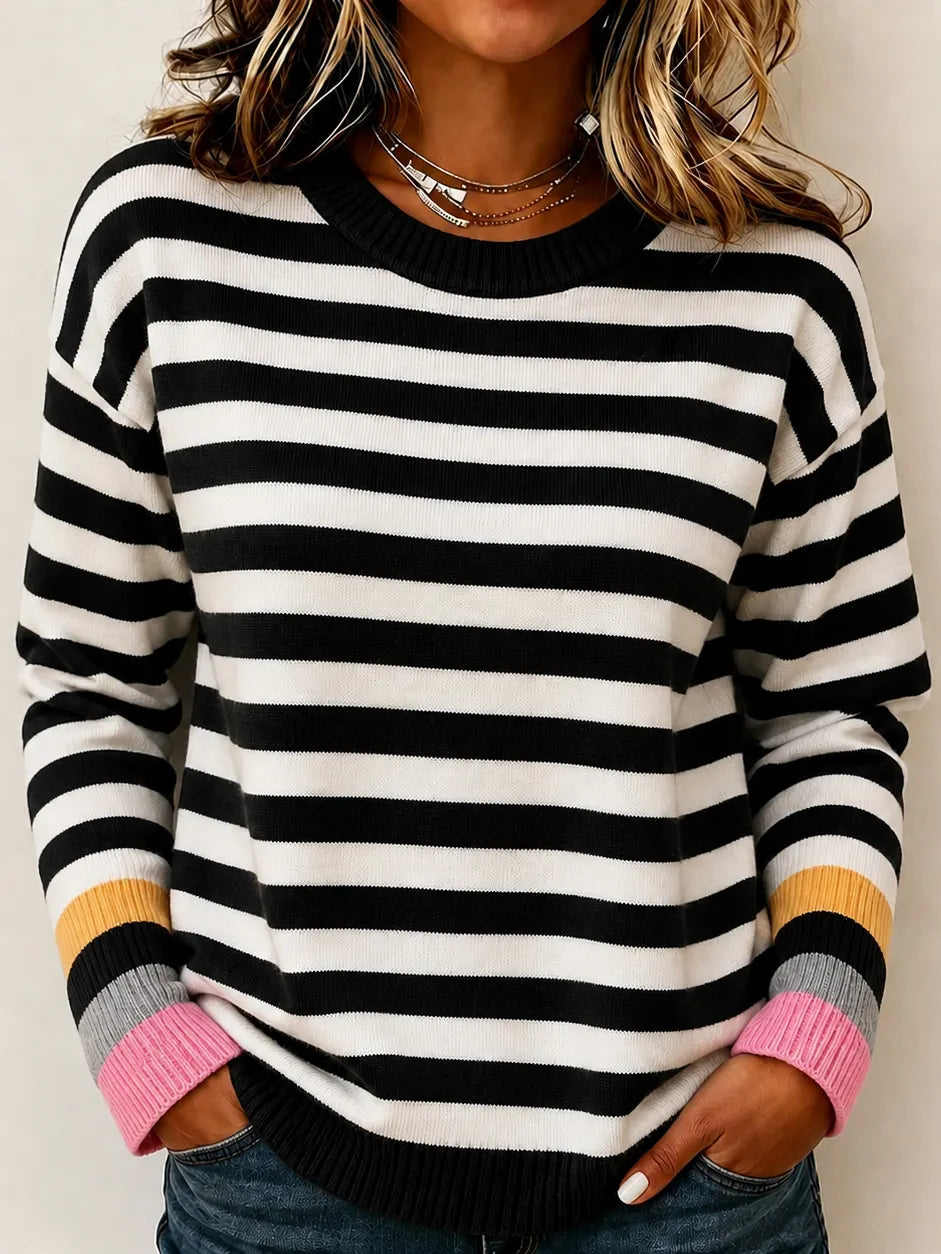 Cardydony Women's Cozy Striped Knit Sweater