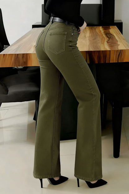 Cardydony Women's  Stylish High-waisted Pockets Casual Women's Jeans