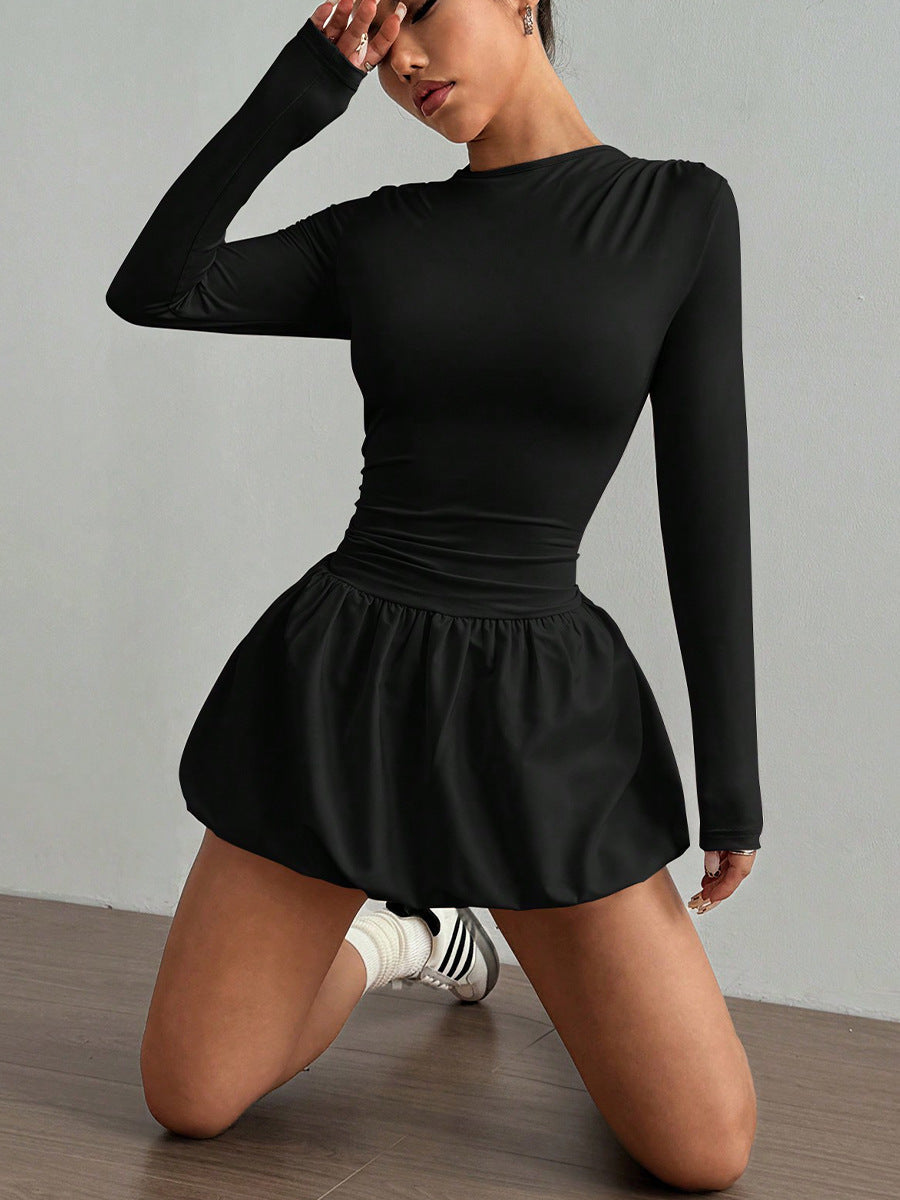 Cardydony Women's Black Long Sleeve Mini Dress with Bubble Skirt – Women's Cocktail Outfit