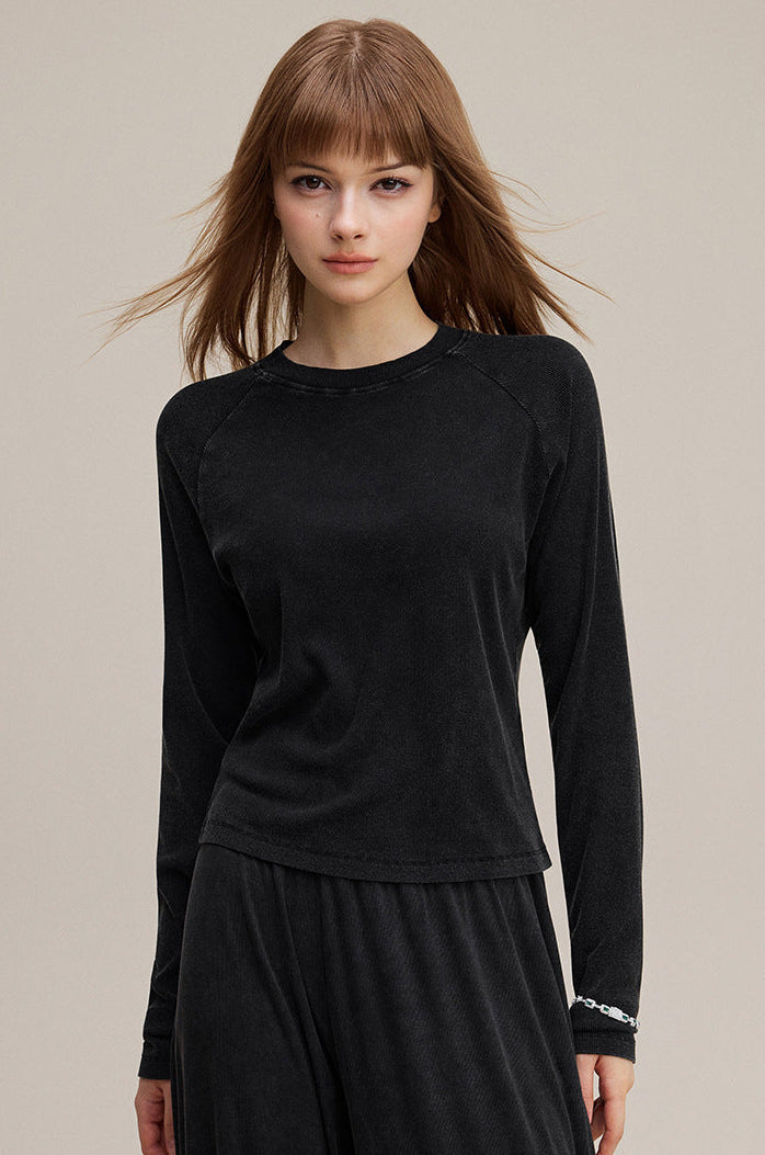 Cardydony Women's Women's Long Sleeve Tee Solid Color - Slim Fit Raglan Everyday Layer