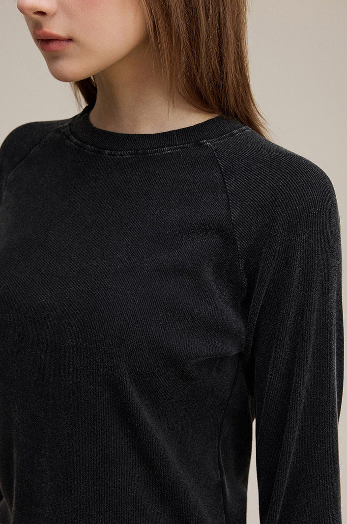 Cardydony Women's Women's Long Sleeve Tee Solid Color - Slim Fit Raglan Everyday Layer