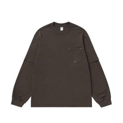 Cardydony Women's Women's Oversized Pocket Long Sleeve T-Shirt - Streetwear Layered Top