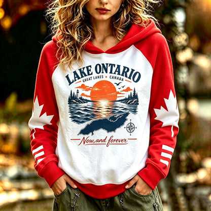 Cardydony Women's Lake Ontario Print Hoodie