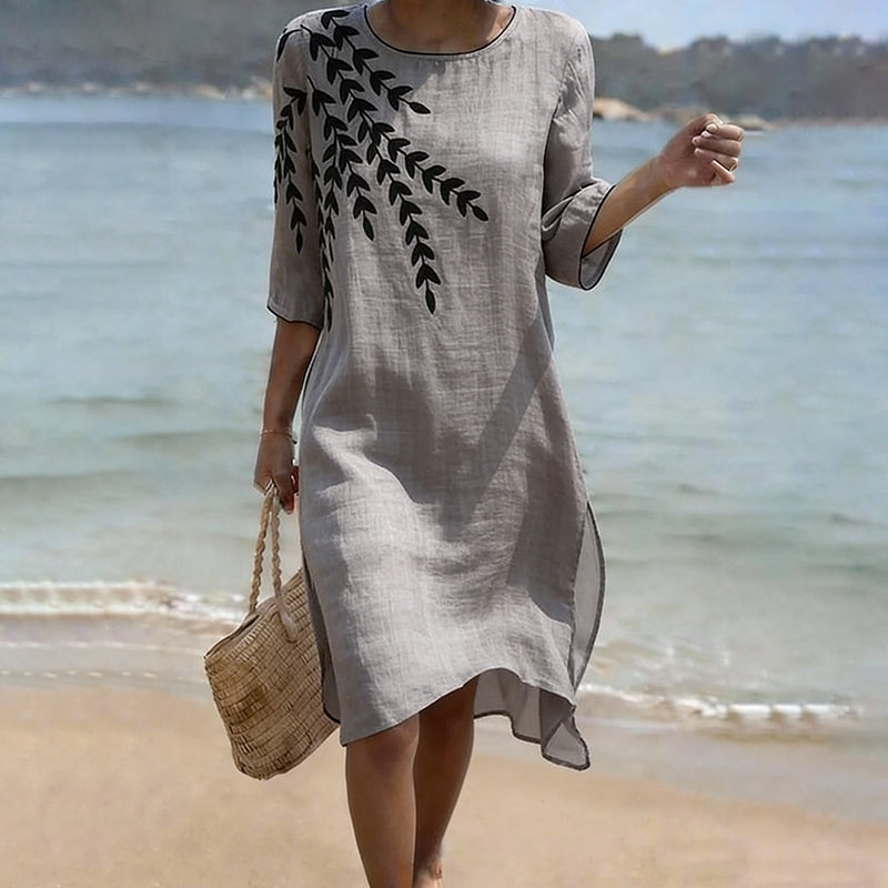 Cardydony Women's Solid Color Sleeveless A-line Linen Blend Dress