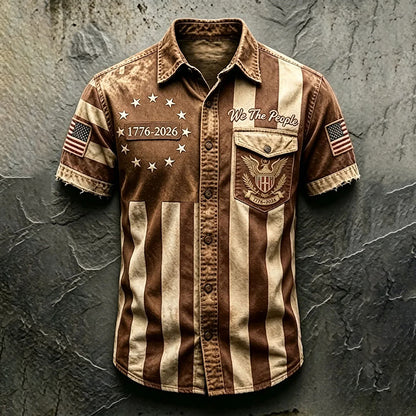 Cardydony Men's Anniversary National Print Shirt