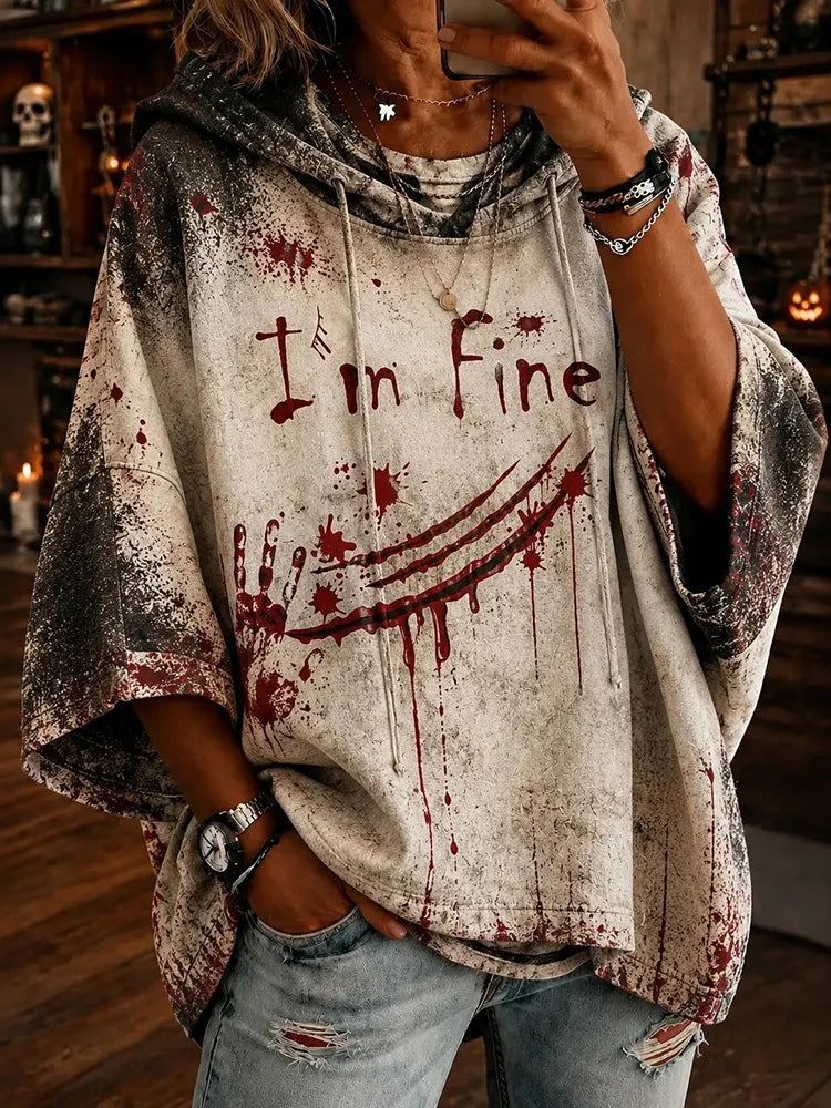 Cardydony Women's I'm Fine Printed Hoodie