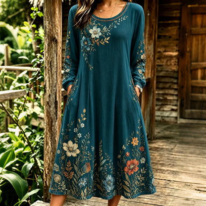 Cardydony Women's Floral Art Print Midi Dress