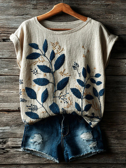 Cardydony Vintage Floral Art Print Casual Short Sleeve T-shirt