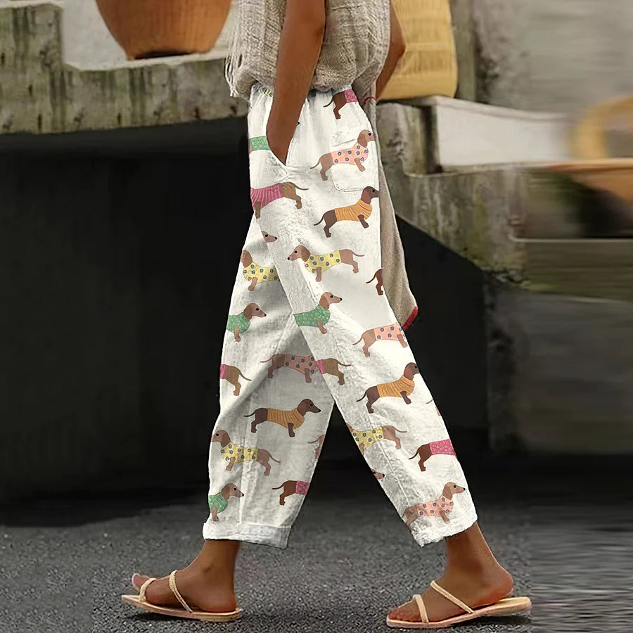 Cardydony Women's Vintage Dachshund Casual Pants