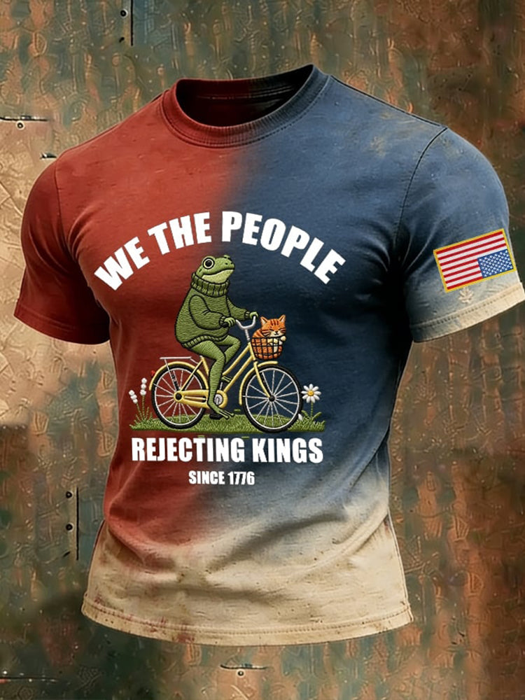 Cardydony Men's Retro We The People Rejecting Kings Since 1776 Print T-shirt