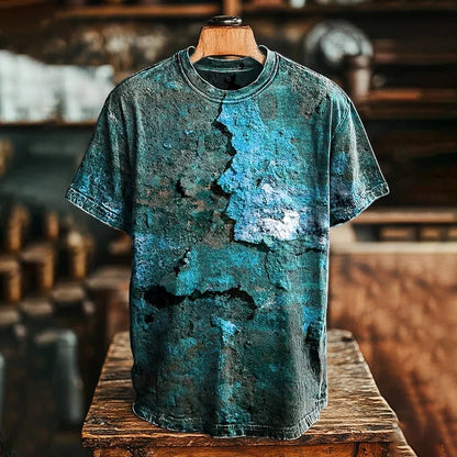 Cardydony Unisex Retro Aged Rust Printed Casual Loose Short Sleeve T-shirt