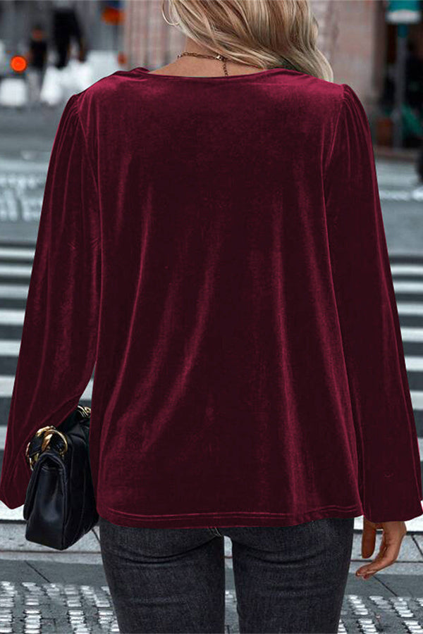 Cardydony Women's Fashionable Velvet Long-sleeved Loose Casual Top