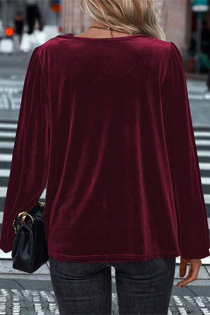 Cardydony Women's Fashionable Velvet Long-sleeved Loose Casual Top