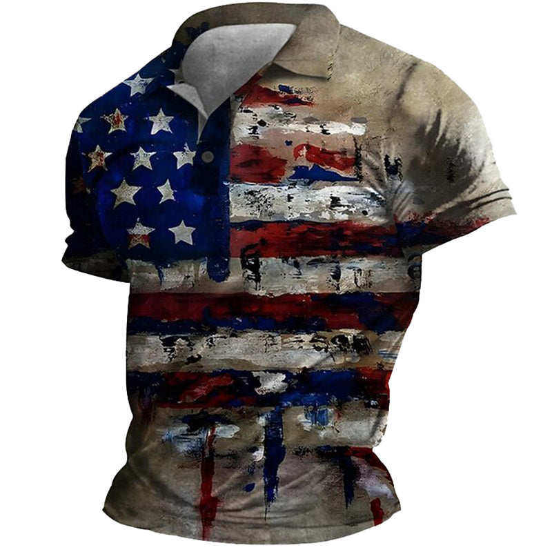 Cardydony Men's America's 250th Anniversary Print Polo Shirt