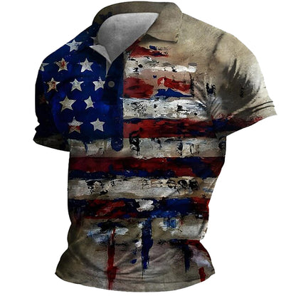 Cardydony Men's America's 250th Anniversary Print Polo Shirt