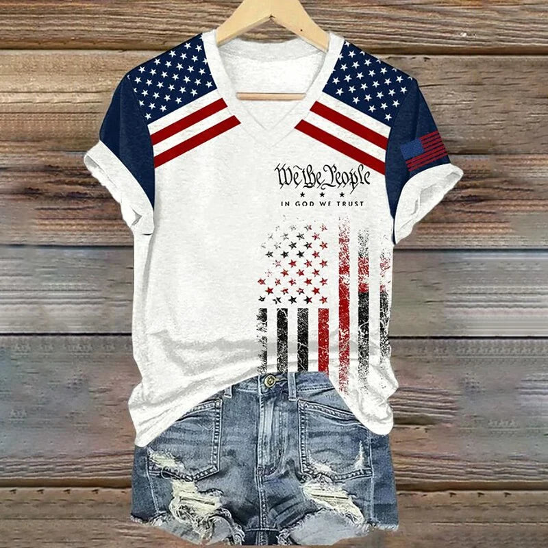Cardydony Women's Independence Day Patriotic T Shirt