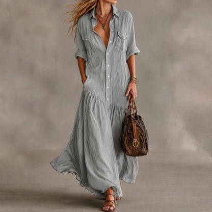 Cardydony Vacation  Loose  Long Shirt Dress Maxi Dress