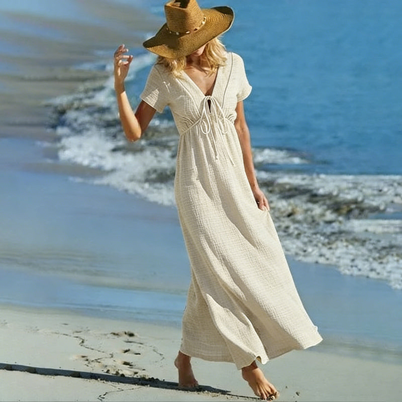 Cardydony Casual Boho Strap Design Cotton Linen Cozy Dress