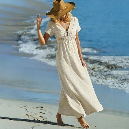 Cardydony Casual Boho Strap Design Cotton Linen Cozy Dress