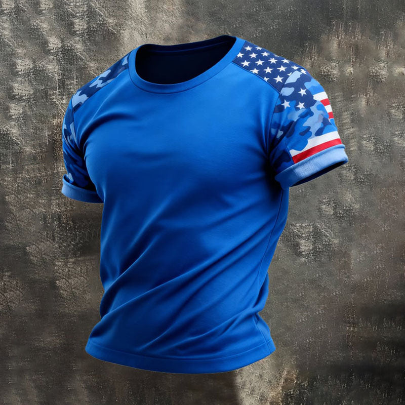 Cardydony Men's Retro Flag Color Short-sleeve T-shirt