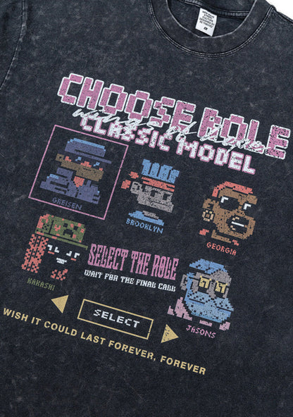 Cardydony Women's  Choose Role Pixel Graphic Tee – Oversized Streetwear for Women