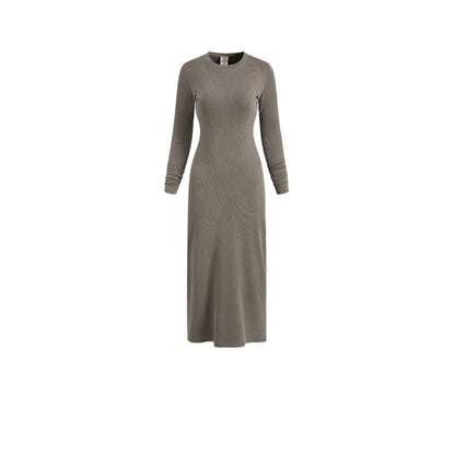 Cardydony Women's Women's Long Sleeve Bodycon Maxi — Ribbed Knit, Back-Slit