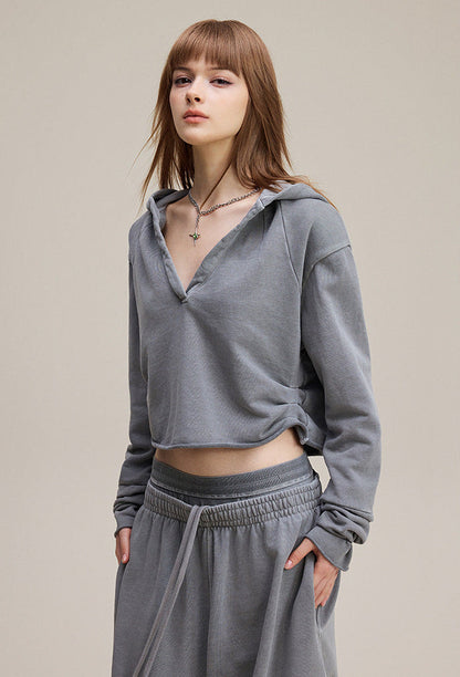 Cardydony Women's Women's Cropped Zipless Hoodie – Streetwear Long-Sleeve Crop Top