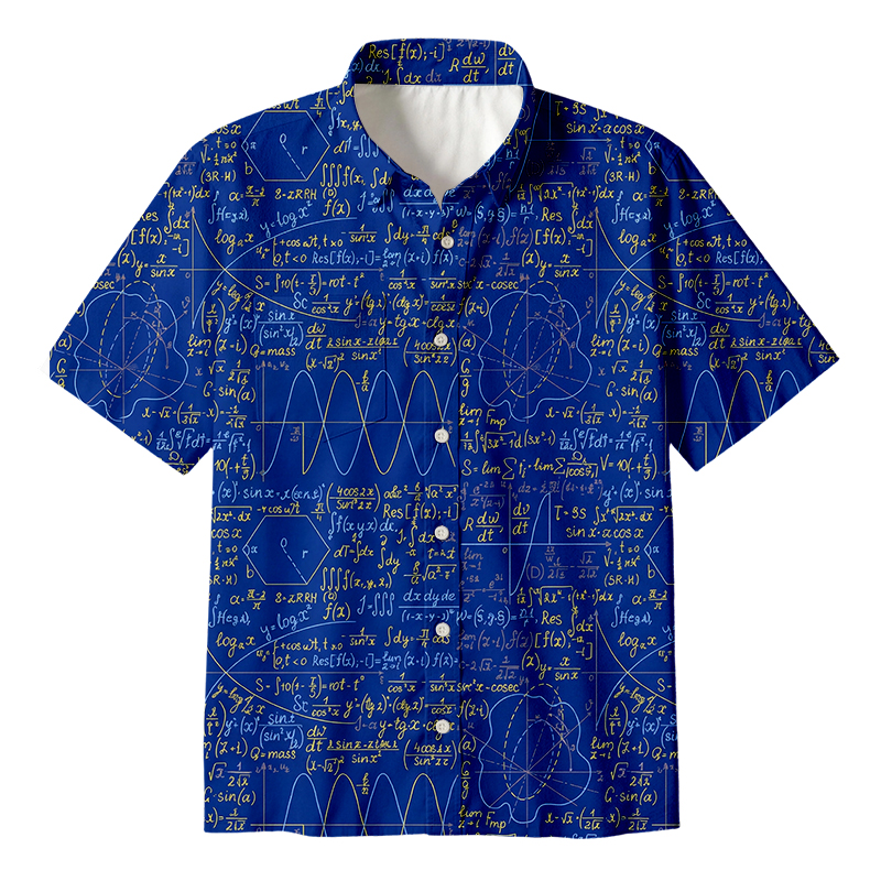 Cardydony Men's Math Function Curve Button Up Pocket Shirt